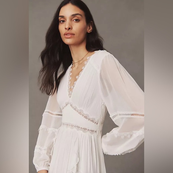 NWT Rococo Sand Mia Long-Sleeve Ruffled Maxi Dress - Picture 6 of 7